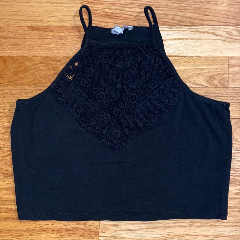 Black High Neck Crop Top